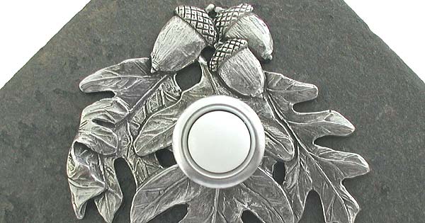 oak leaf and acorn doorbell button closeup