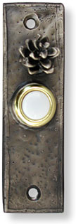 narrow panel doorbell button with open pinecone